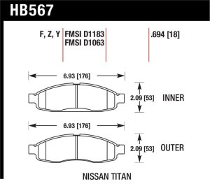 Infiniti QX56 Brake Pads - Front - Hawk Performance - LTS Street - `04-`06 Infiniti QX56 Brake Pads - Front - Hawk Performance - LTS Street - `04-`06